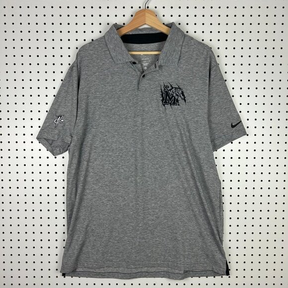 Nike 1 Cent Memphis Tigers Polo Shirt Large Gray Dri Fit Sideline Coach Hardaway